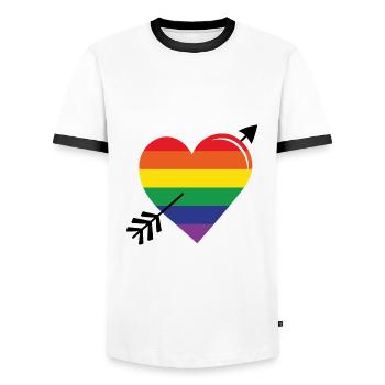 Pfeil Regenbogenherz Stolz - Männer Kontrast-T-Shirt - Weiß/Schwarz - Vorne - AI Model Female 172 light (172cm) & AI Model Male 178 dark (178cm)