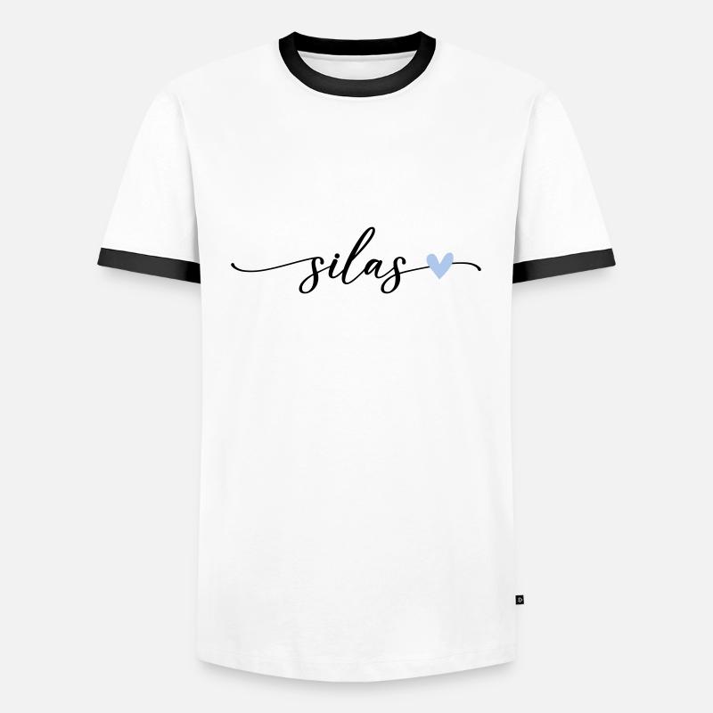Silas Name Calligraphy Font - Men's Ringer Shirt - white/black