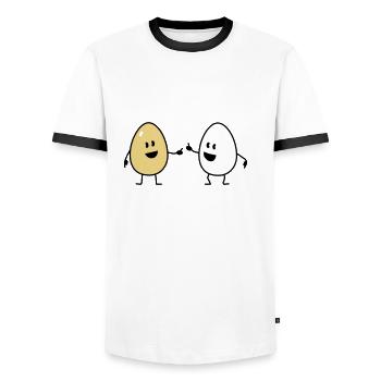 eggs - T-shirt contrasté Homme - blanc/noir - Devant - AI Model Female 172 light (172cm) & AI Model Male 178 dark (178cm)