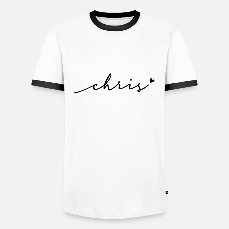 Chris Cursive Name - Men's Ringer Shirt - white/black