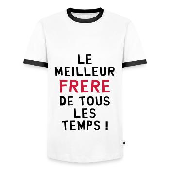 Le meilleur frère de tous les temps ! - T-shirt contrasté Homme - blanc/noir - Devant - AI Model Female 172 light (172cm) & AI Model Male 178 dark (178cm)