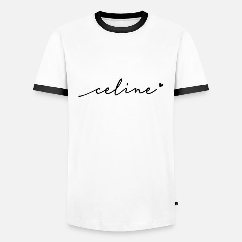 Celine Cursive Name - Men's Ringer Shirt - white/black