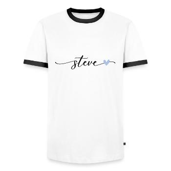 Steve Name Kalligrafie Schrift - Männer Kontrast-T-Shirt - Weiß/Schwarz - Vorne - AI Model Female 172 light (172cm) & AI Model Male 178 dark (178cm)