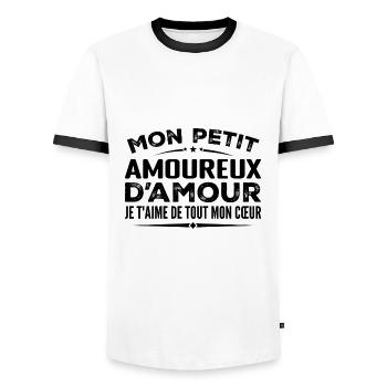Cadeau amoureux d'amour je t'aime de tout mon cœur - T-shirt contrasté Homme - blanc/noir - Devant - AI Model Female 172 light (172cm) & AI Model Male 178 dark (178cm)