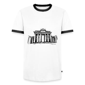 Berlin Brandenburg Gate – symbolic - Men's Ringer Shirt - white/black - Front - AI Model Female 172 light (172cm) & AI Model Male 178 dark (178cm)