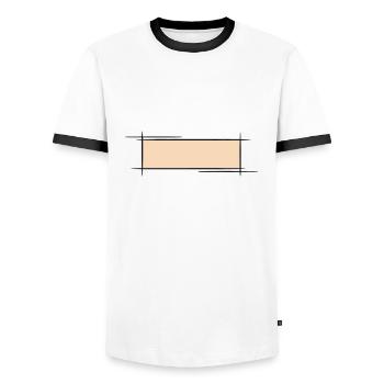 Cadre décoratif. Modèle de bannière / badge nominatif. - T-shirt contrasté Homme - blanc/noir - Devant - AI Model Female 172 light (172cm) & AI Model Male 178 dark (178cm)