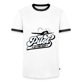 Fliegen Flieger Pilot Pilotin | Farben änderbar - Männer Kontrast-T-Shirt - Weiß/Schwarz - Vorne - AI Model Female 172 light (172cm) & AI Model Male 178 dark (178cm)