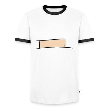Cadre décoratif. Modèle de bannière / badge nominatif. - T-shirt contrasté Homme - blanc/noir - Devant - AI Model Female 172 light (172cm) & AI Model Male 178 dark (178cm)