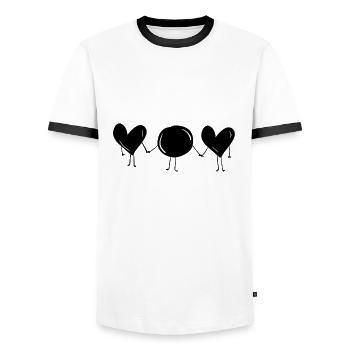 three friends - Men's Ringer Shirt - white/black - Front - AI Model Female 172 light (172cm) & AI Model Male 178 dark (178cm)