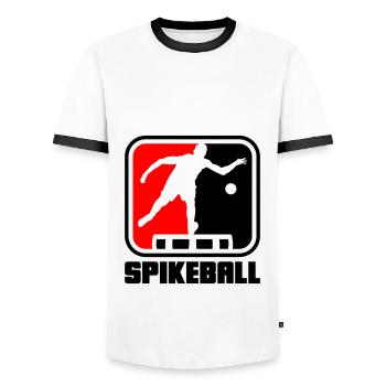 Farben änderbar | Roundnet Spike Ball Spikeball - Männer Kontrast-T-Shirt - Weiß/Schwarz - Vorne - AI Model Female 172 light (172cm) & AI Model Male 178 dark (178cm)