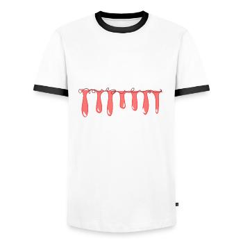 line red slime pattern stroke - Men's Ringer Shirt - white/black - Front - AI Model Female 172 light (172cm) & AI Model Male 178 dark (178cm)
