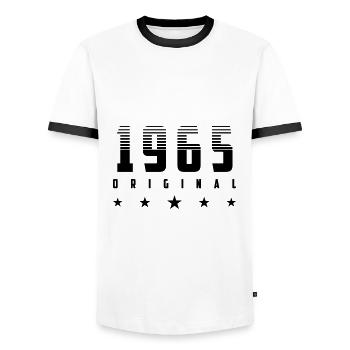 | changeable de couleur Original 1965 Année de naissance - T-shirt contrasté Homme - blanc/noir - Devant - AI Model Female 172 light (172cm) & AI Model Male 178 dark (178cm)