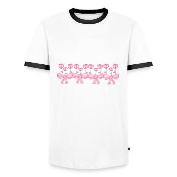 pink ribbon line flowers plant - Men's Ringer Shirt - white/black - Front - AI Model Female 172 light (172cm) & AI Model Male 178 dark (178cm)