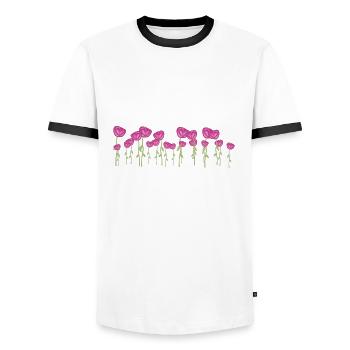 roses fleurs naturelles plante à fleurs - T-shirt contrasté Homme - blanc/noir - Devant - AI Model Female 172 light (172cm) & AI Model Male 178 dark (178cm)
