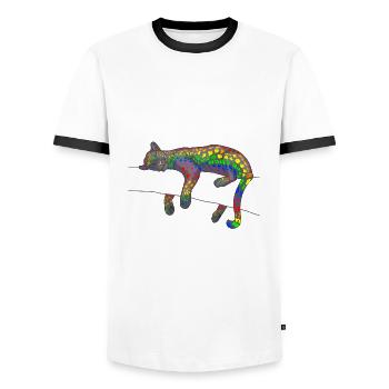 Léopard arc-en-ciel - T-shirt contrasté Homme - blanc/noir - Devant - AI Model Female 172 light (172cm) & AI Model Male 178 dark (178cm)