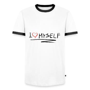 ich liebe mich selbstliebe herz - Männer Kontrast-T-Shirt - Weiß/Schwarz - Vorne - AI Model Female 172 light (172cm) & AI Model Male 178 dark (178cm)