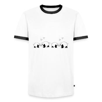 Panda Pattern Animal Love Animals Line - Men's Ringer Shirt - white/black - Front - AI Model Female 172 light (172cm) & AI Model Male 178 dark (178cm)