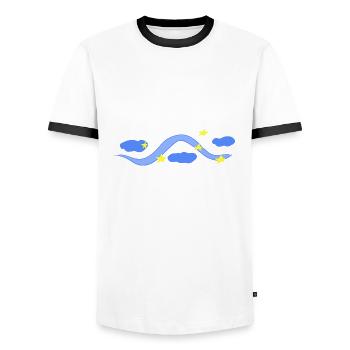 line stroke blue clouds sky night star - Men's Ringer Shirt - white/black - Front - AI Model Female 172 light (172cm) & AI Model Male 178 dark (178cm)