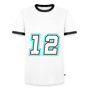 12 symbole de nombre - T-shirt contrasté Homme - blanc/noir - Devant - AI Model Female 172 light (172cm) & AI Model Male 178 dark (178cm)