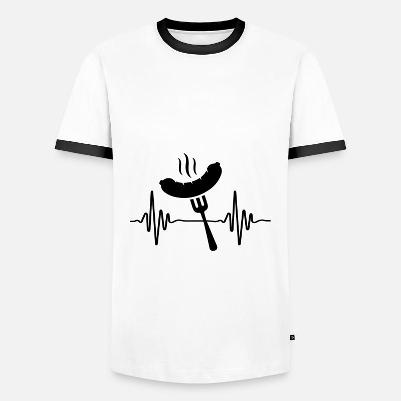 sausage grill pulse symbol - Men's Ringer Shirt - white/black