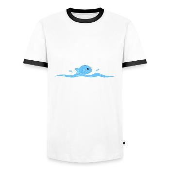 blauer fisch schwimmen wasser tier - Männer Kontrast-T-Shirt - Weiß/Schwarz - Vorne - AI Model Female 172 light (172cm) & AI Model Male 178 dark (178cm)