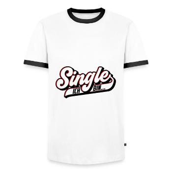Ich bin Single | Farben änderbar - Männer Kontrast-T-Shirt - Weiß/Schwarz - Vorne - AI Model Female 172 light (172cm) & AI Model Male 178 dark (178cm)