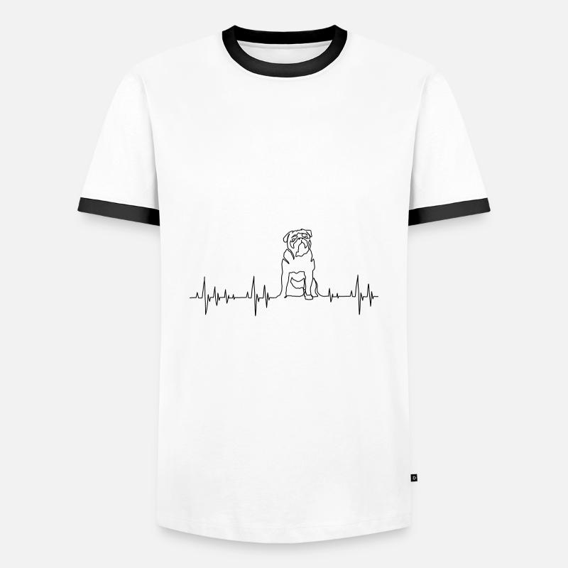Mops - Männer Kontrast-T-Shirt - Weiß/Schwarz