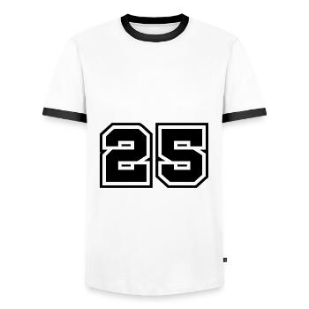 25 Zahl symbol - Männer Kontrast-T-Shirt - Weiß/Schwarz - Vorne - AI Model Female 172 light (172cm) & AI Model Male 178 dark (178cm)