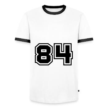 84 number symbol - Men's Ringer Shirt - white/black - Front - AI Model Female 172 light (172cm) & AI Model Male 178 dark (178cm)