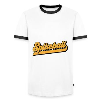 Farben änderbar | Spikeball Spike Ball Roundnet - Männer Kontrast-T-Shirt - Weiß/Schwarz - Vorne - AI Model Female 172 light (172cm) & AI Model Male 178 dark (178cm)