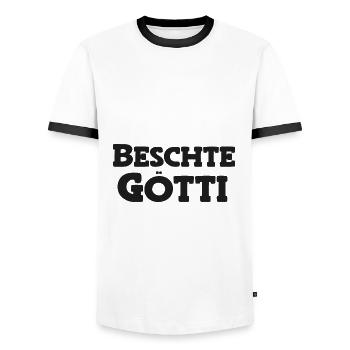 Beschte Götti Patenonkel Schweiz - Männer Kontrast-T-Shirt - Weiß/Schwarz - Vorne - AI Model Female 172 light (172cm) & AI Model Male 178 dark (178cm)