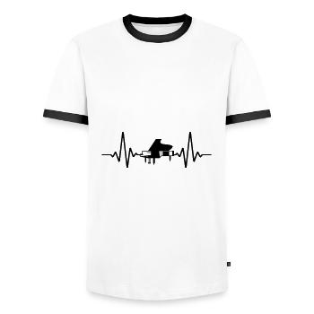 Musique Piano battement de cœur | Couleur changeable - T-shirt contrasté Homme - blanc/noir - Devant - AI Model Female 172 light (172cm) & AI Model Male 178 dark (178cm)