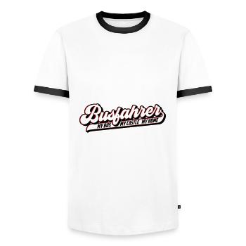 Busfahrer | Farben änderbar - Männer Kontrast-T-Shirt - Weiß/Schwarz - Vorne - AI Model Female 172 light (172cm) & AI Model Male 178 dark (178cm)