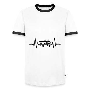 Heartbeat Panel Van Motorhome | Color changeable - Men's Ringer Shirt - white/black - Front - AI Model Female 172 light (172cm) & AI Model Male 178 dark (178cm)