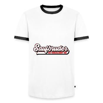 Farben änderbar | Saufbruder Saufen Bro - Männer Kontrast-T-Shirt - Weiß/Schwarz - Vorne - AI Model Female 172 light (172cm) & AI Model Male 178 dark (178cm)