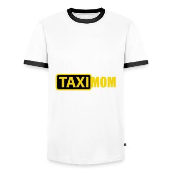 Farben änderbar | Taxi Mom - Männer Kontrast-T-Shirt - Weiß/Schwarz - Vorne - AI Model Female 172 light (172cm) & AI Model Male 178 dark (178cm)