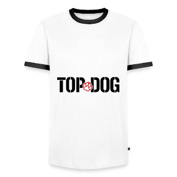 Les couleurs peuvent être modifiées | Top Dog - Meilleur chien TOPDOG - T-shirt contrasté Homme - blanc/noir - Devant - AI Model Female 172 light (172cm) & AI Model Male 178 dark (178cm)