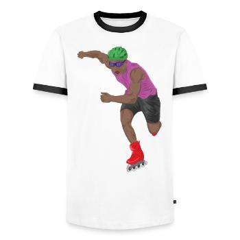 Skate Skating Roller Skating Inline Skates Sport - Men's Ringer Shirt - white/black - Front - AI Model Female 172 light (172cm) & AI Model Male 178 dark (178cm)