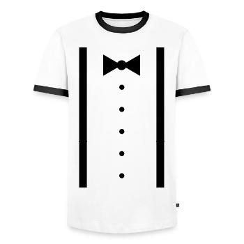 Hosenträger - Männer Kontrast-T-Shirt - Weiß/Schwarz - Vorne - AI Model Female 172 light (172cm) & AI Model Male 178 dark (178cm)