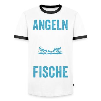 Angel Fischen Angeln Angler - Männer Kontrast-T-Shirt - Weiß/Schwarz - Vorne - AI Model Female 172 light (172cm) & AI Model Male 178 dark (178cm)
