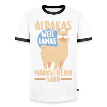 Alpaga - T-shirt contrasté Homme - blanc/noir - Devant - AI Model Female 172 light (172cm) & AI Model Male 178 dark (178cm)