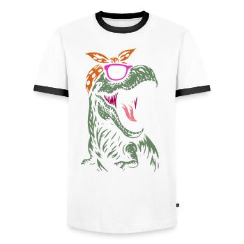 Maman Saurus - T-Rex - Tyrannosaure - Cadeau - T-shirt contrasté Homme - blanc/noir - Devant - AI Model Female 172 light (172cm) & AI Model Male 178 dark (178cm)