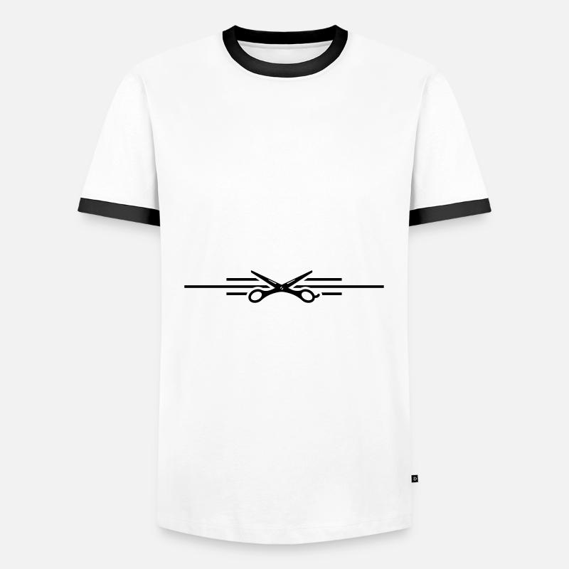 scissors symbol line - Men's Ringer Shirt - white/black
