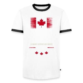 Canada Kanada Amerika maple leaf Flagge Fahne - Männer Kontrast-T-Shirt - Weiß/Schwarz - Vorne - AI Model Female 172 light (172cm) & AI Model Male 178 dark (178cm)