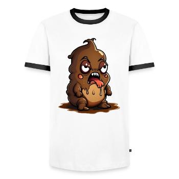 Drôle de pile de crottes de monstres d’Halloween - T-shirt contrasté Homme - blanc/noir - Devant - AI Model Female 172 light (172cm) & AI Model Male 178 dark (178cm)