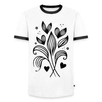 Zweig Ast Herzen - Männer Kontrast-T-Shirt - Weiß/Schwarz - Vorne - AI Model Female 172 light (172cm) & AI Model Male 178 dark (178cm)