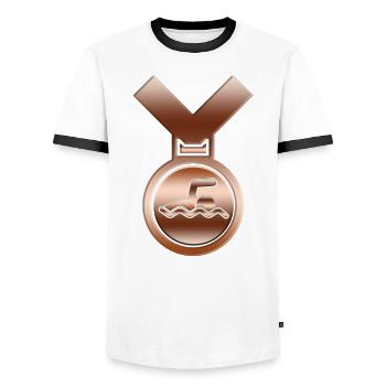 Médaille de bronze pour la natation - T-shirt contrasté Homme - blanc/noir - Devant - AI Model Female 172 light (172cm) & AI Model Male 178 dark (178cm)