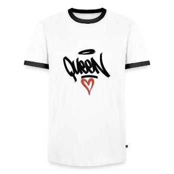 Queen Heart Graffiti - Männer Kontrast-T-Shirt - Weiß/Schwarz - Vorne - AI Model Female 172 light (172cm) & AI Model Male 178 dark (178cm)