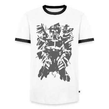 Samurai Tribal - Men's Ringer Shirt - white/black - Front - AI Model Female 172 light (172cm) & AI Model Male 178 dark (178cm)