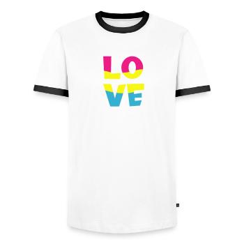 pansexual LGBT pansexual love gift - Men's Ringer Shirt - white/black - Front - AI Model Female 172 light (172cm) & AI Model Male 178 dark (178cm)